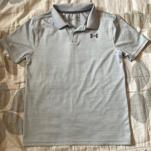 Boys YM Under Armour Grey Dri-Fit Polo Shirt